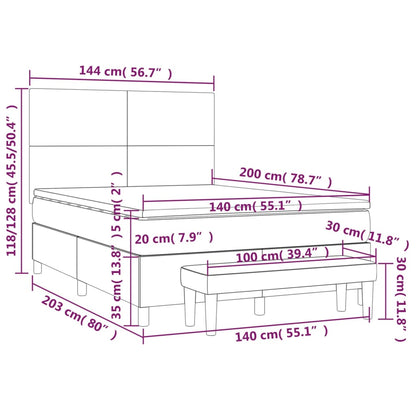 Boxspring Met Matras Fluweel Zwart 140X200 Cm Zwart 140 x 200 cm Effen ontwerp