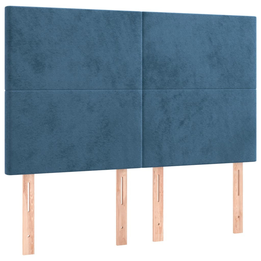 Boxspring Met Matras Fluweel Donkerblauw 140X200 Cm 140 x 200 cm Effen ontwerp
