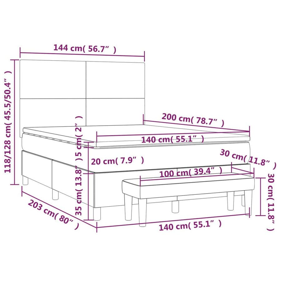 Boxspring Met Matras Fluweel 140 x 200 cm