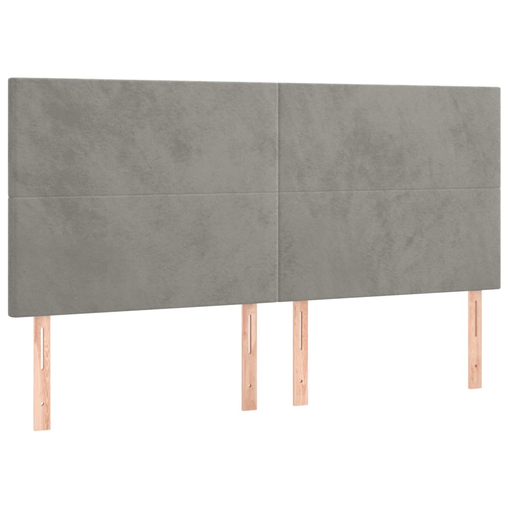 Boxspring Met Matras Fluweel Lichtgrijs 160 x 200 cm Effen ontwerp