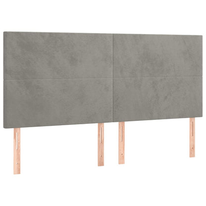 Boxspring Met Matras Fluweel Lichtgrijs 160 x 200 cm Effen ontwerp