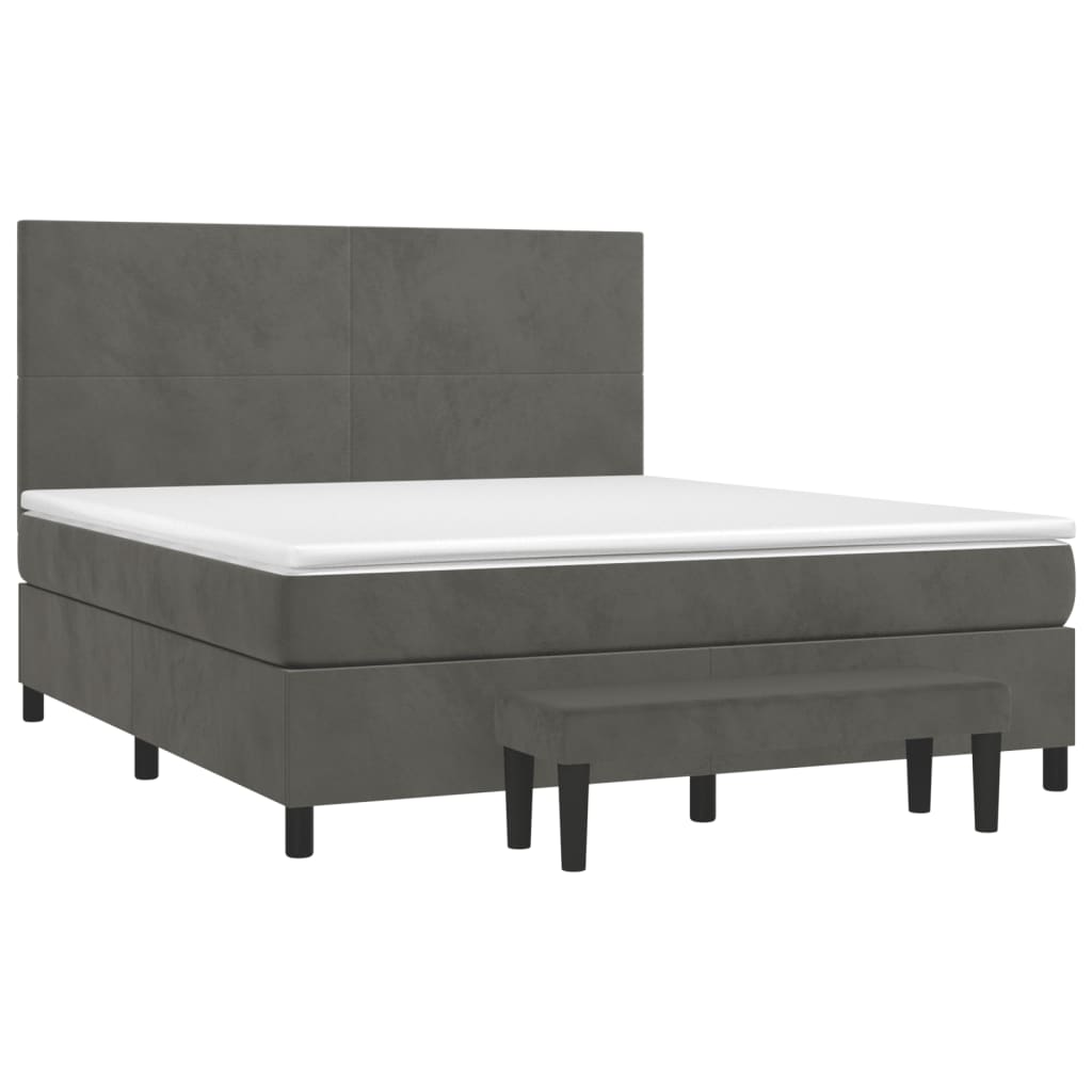 Boxspring Met Matras Fluweel Donkergrijs 160 x 200 cm Effen ontwerp