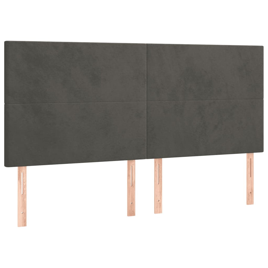 Boxspring Met Matras Fluweel Donkergrijs 160 x 200 cm Effen ontwerp