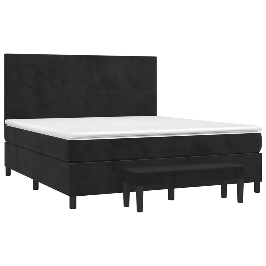 Boxspring Met Matras Fluweel Zwart 160 x 200 cm Effen ontwerp