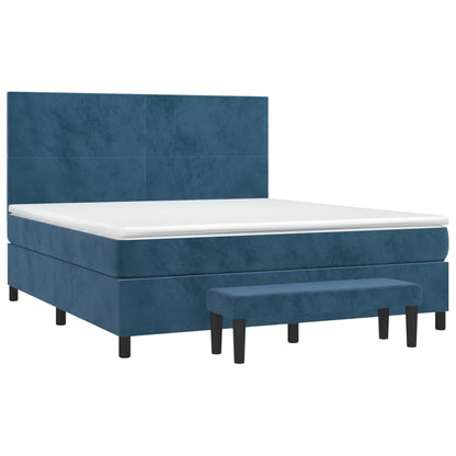 Boxspring met matras fluweel donkerblauw 160x200 cm