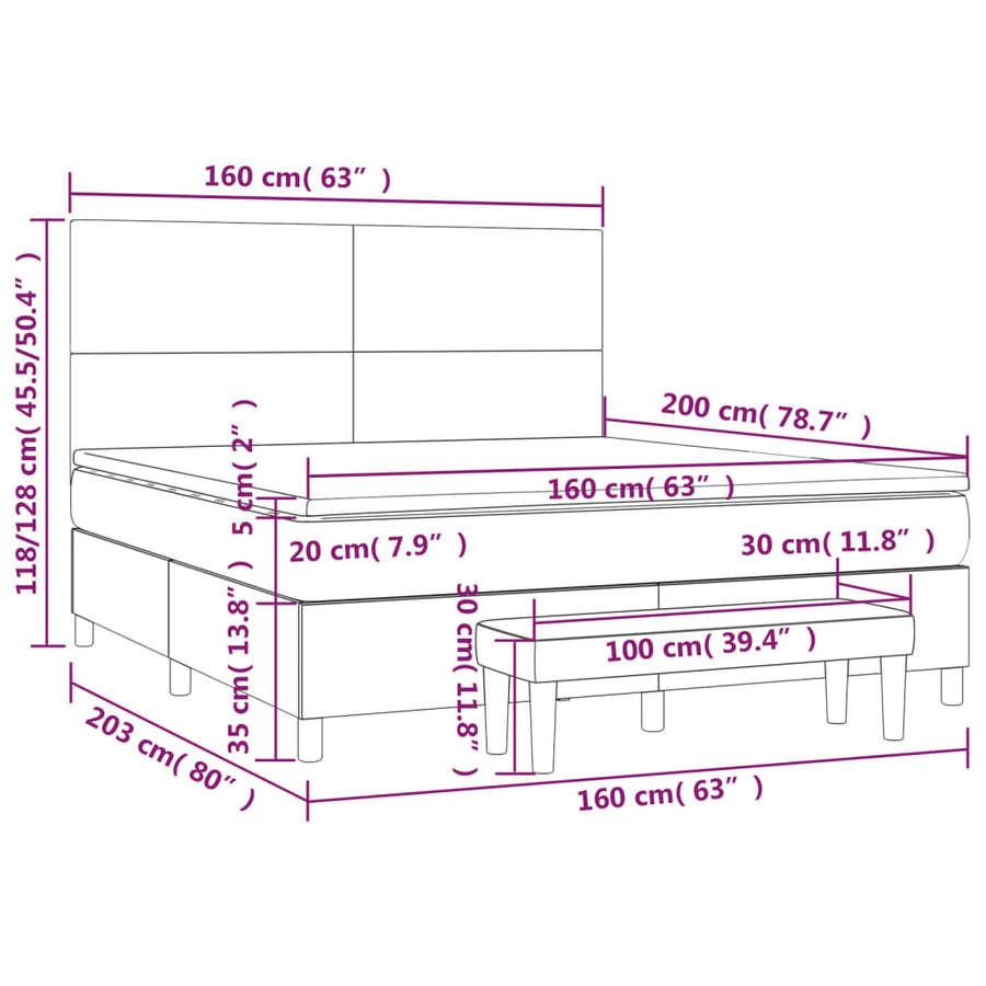 Boxspring met matras fluweel donkerblauw 160x200 cm