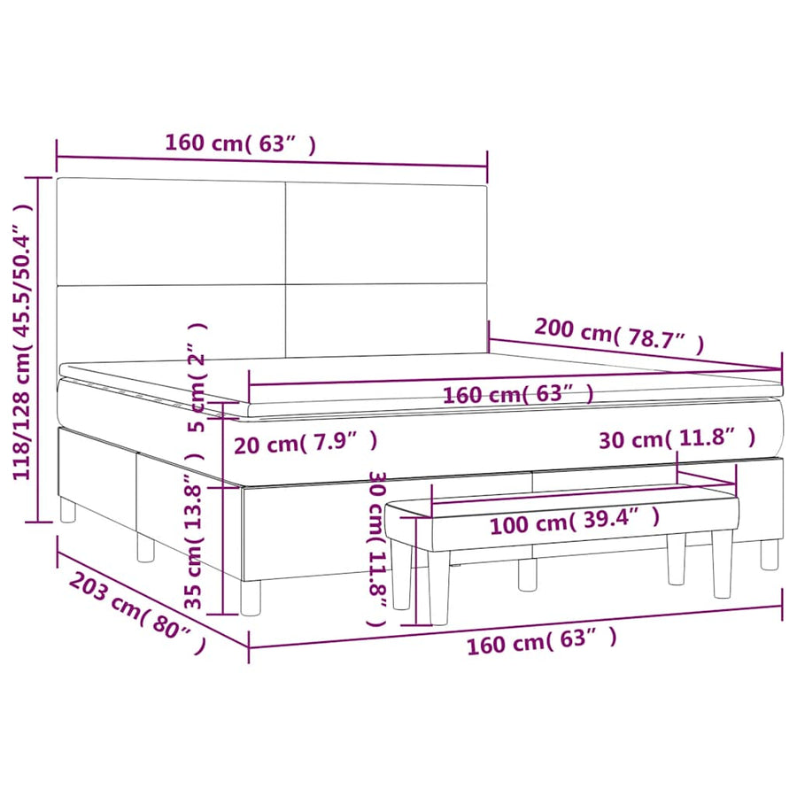 Boxspring met matras fluweel donkerblauw 160x200 cm