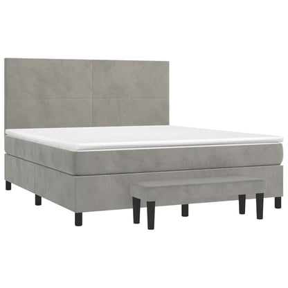 Boxspring Met Matras Fluweel Lichtgrijs 180 x 200 cm Effen ontwerp