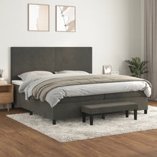 Boxspring Met Matras Fluweel Donkergrijs 200 x 200 cm Effen ontwerp