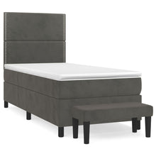 Boxspring Met Matras Fluweel Donkergrijs 80 x 200 cm Effen met spijkers