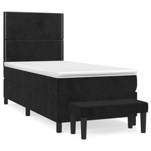 Boxspring Met Matras Fluweel Zwart 90 x 190 cm Effen met spijkers