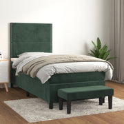 Boxspring met matras 90x200 cm donkergroen fluweel