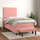 Boxspring Met Matras Fluweel Roze 90 x 200 cm Effen met spijkers