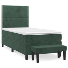 Boxspring Met Matras Fluweel Donkergroen 100X200 Cm 100 x 200 cm Effen met spijkers