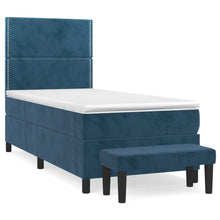 Boxspring Met Matras Fluweel Donkerblauw 100X200 Cm Donkerblauw 100 x 200 cm Effen met spijkers