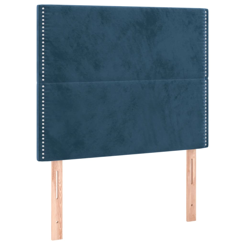 Boxspring Met Matras Fluweel Donkerblauw 100X200 Cm Donkerblauw 100 x 200 cm Effen met spijkers