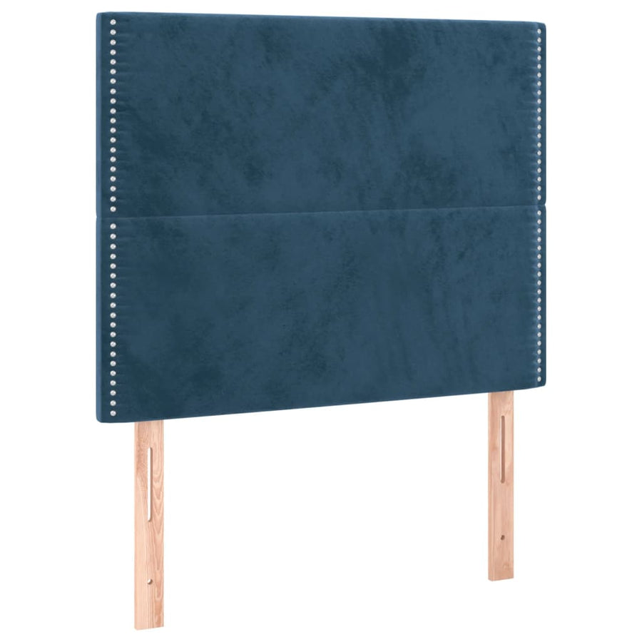 Boxspring Met Matras Fluweel Donkerblauw 100X200 Cm Donkerblauw 100 x 200 cm Effen met spijkers