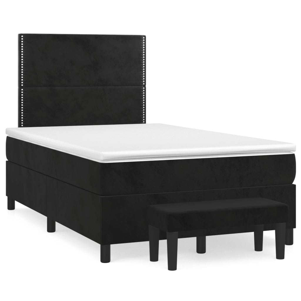 Boxspring Met Matras Fluweel Zwart 120 x 200 cm Effen met spijkers