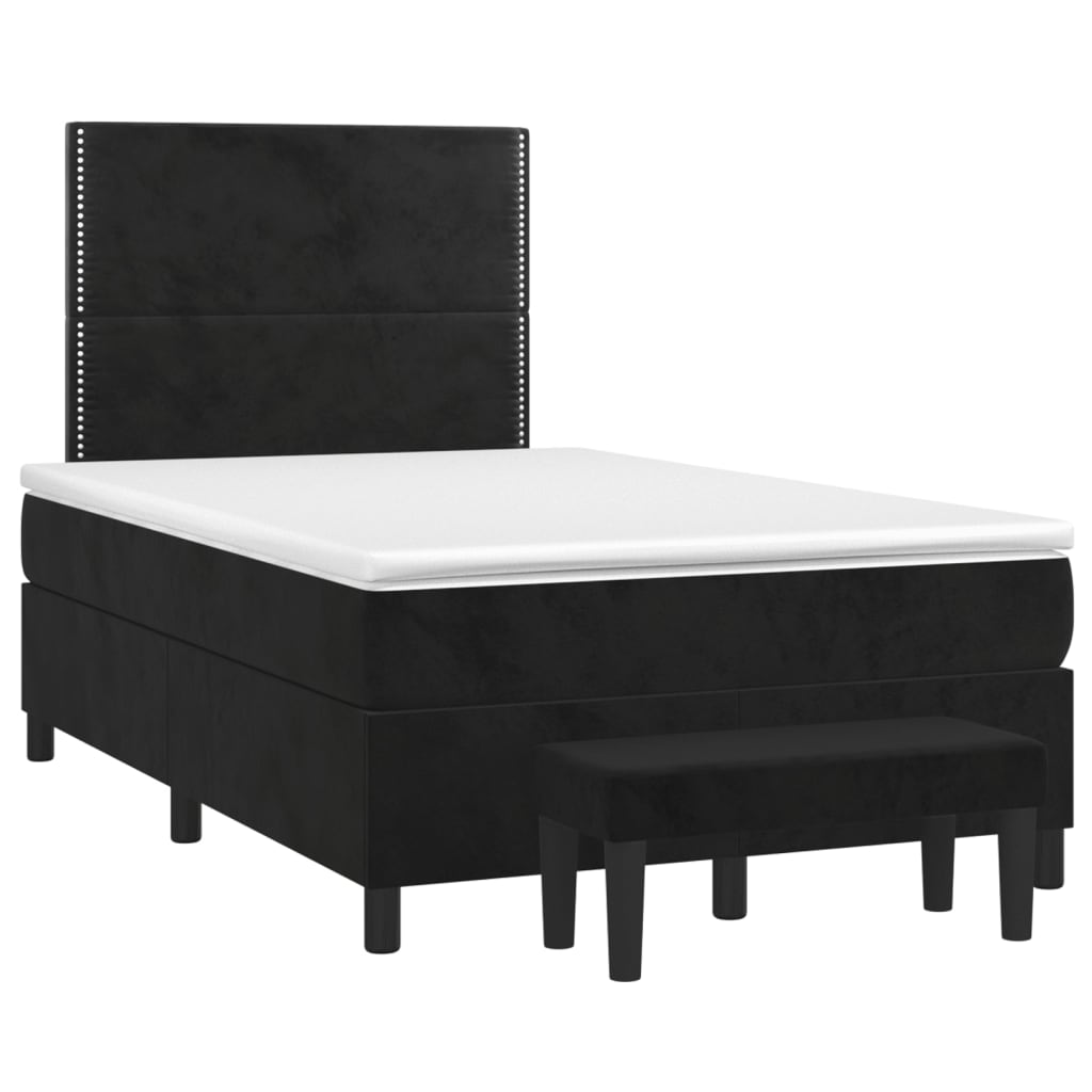 Boxspring Met Matras Fluweel Zwart 120 x 200 cm Effen met spijkers