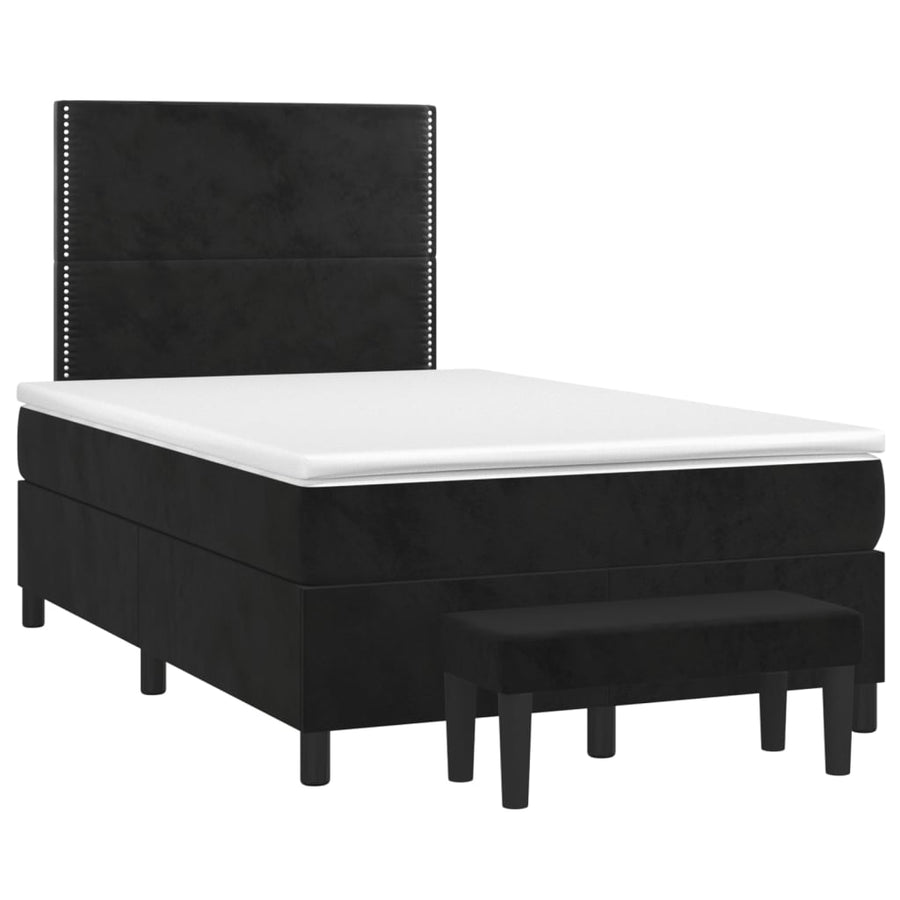 Boxspring Met Matras Fluweel Zwart 120 x 200 cm Effen met spijkers
