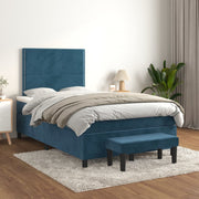 Boxspring met matras 120x200 cm donkerblauw fluweel