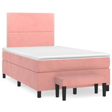 Boxspring Met Matras Fluweel Roze 120 x 200 cm Effen met spijkers