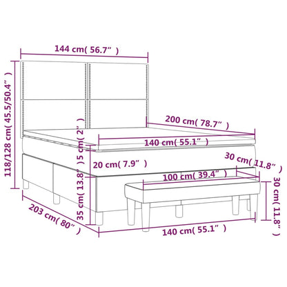 Boxspring Met Matras Fluweel Donkergrijs 140 x 200 cm Effen met spijkers
