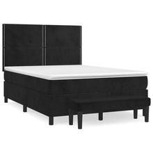 Boxspring Met Matras Fluweel Zwart 140 x 200 cm Effen met spijkers