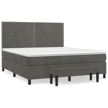 Boxspring Met Matras Fluweel Donkergrijs 160 x 200 cm Effen met spijkers
