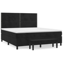 Boxspring Met Matras Fluweel Zwart 160 x 200 cm Effen met spijkers