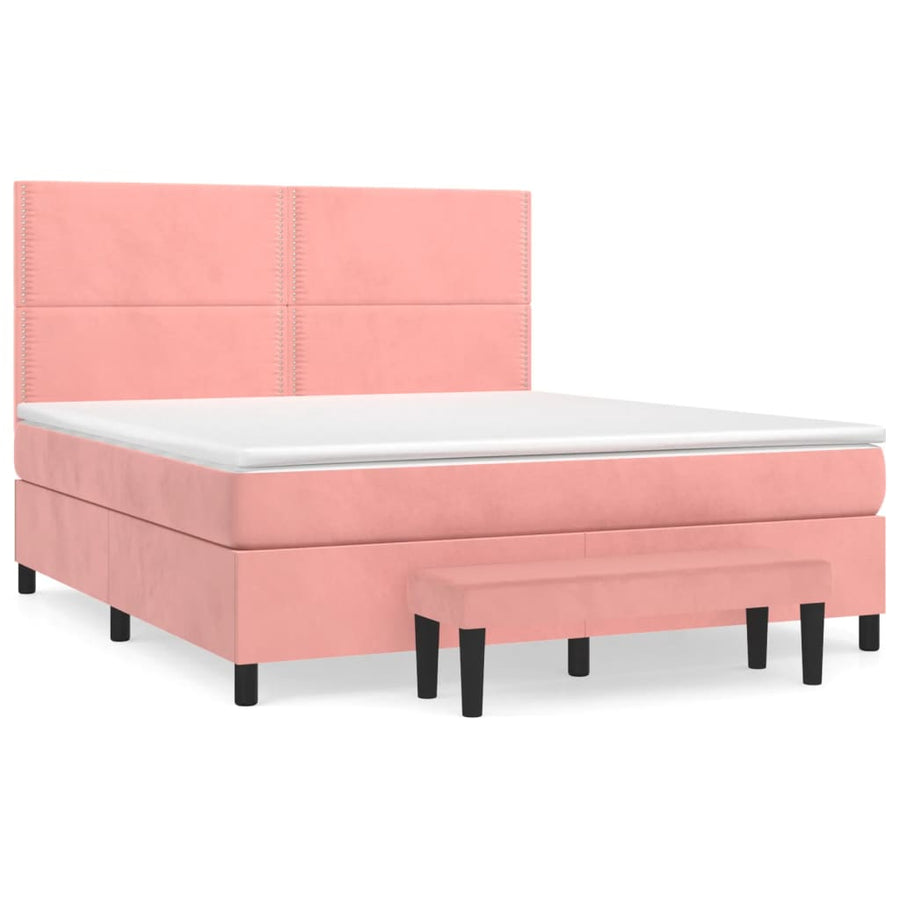 Boxspring Met Matras Fluweel 160 x 200 cm