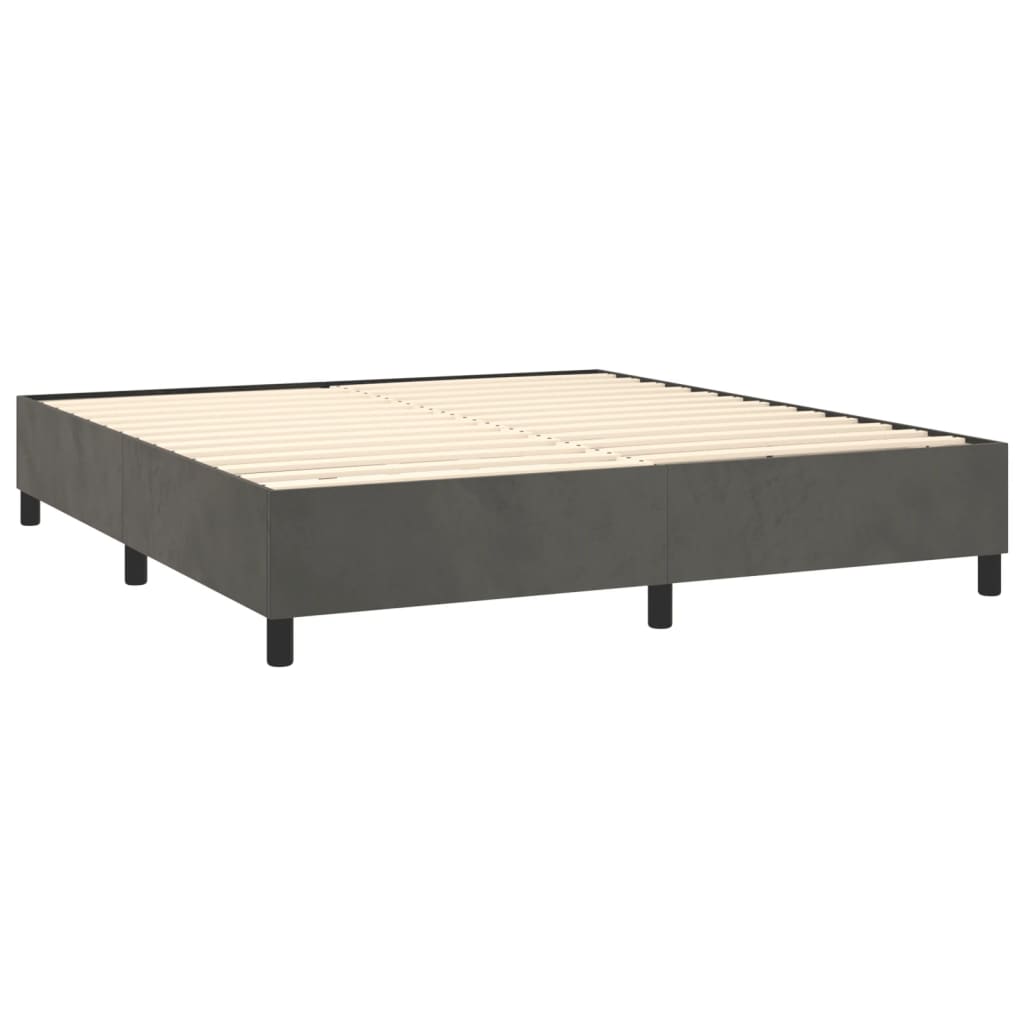 Boxspring Met Matras Fluweel Donkergrijs 180 x 200 cm Effen met spijkers