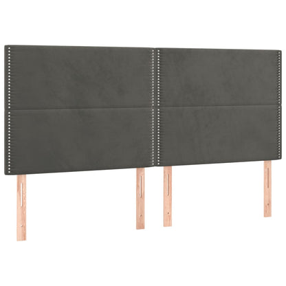 Boxspring Met Matras Fluweel Donkergrijs 180 x 200 cm Effen met spijkers