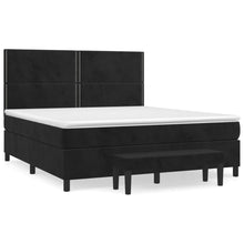 Boxspring Met Matras Fluweel Zwart 180 x 200 cm Effen met spijkers