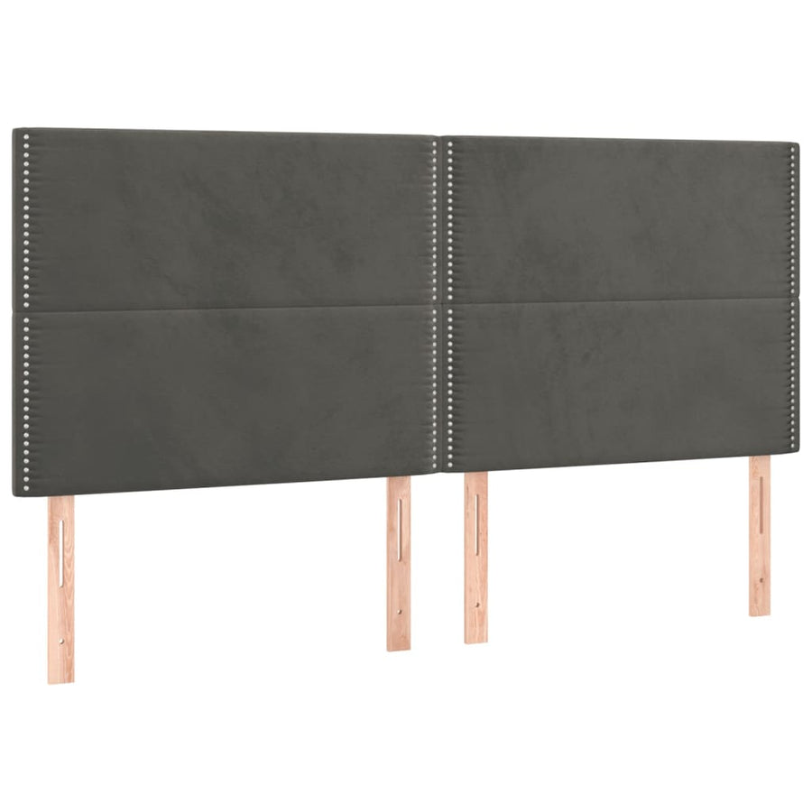 Boxspring Met Matras Fluweel Donkergrijs 200 x 200 cm Effen met spijkers
