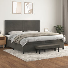 Boxspring Met Matras Fluweel Donkergrijs 200 x 200 cm Effen met spijkers
