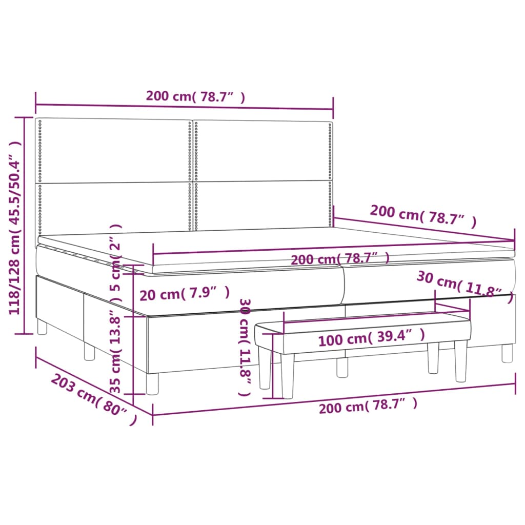 Boxspring Met Matras Fluweel Roze 200X200 Cm