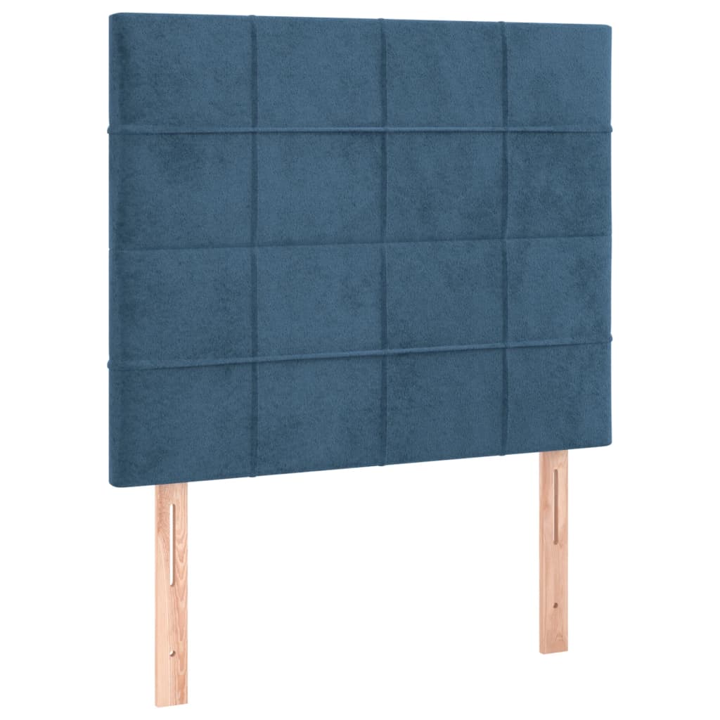 Boxspring Met Matras Fluweel Donkerblauw 80 x 200 cm Blok met vierkanten