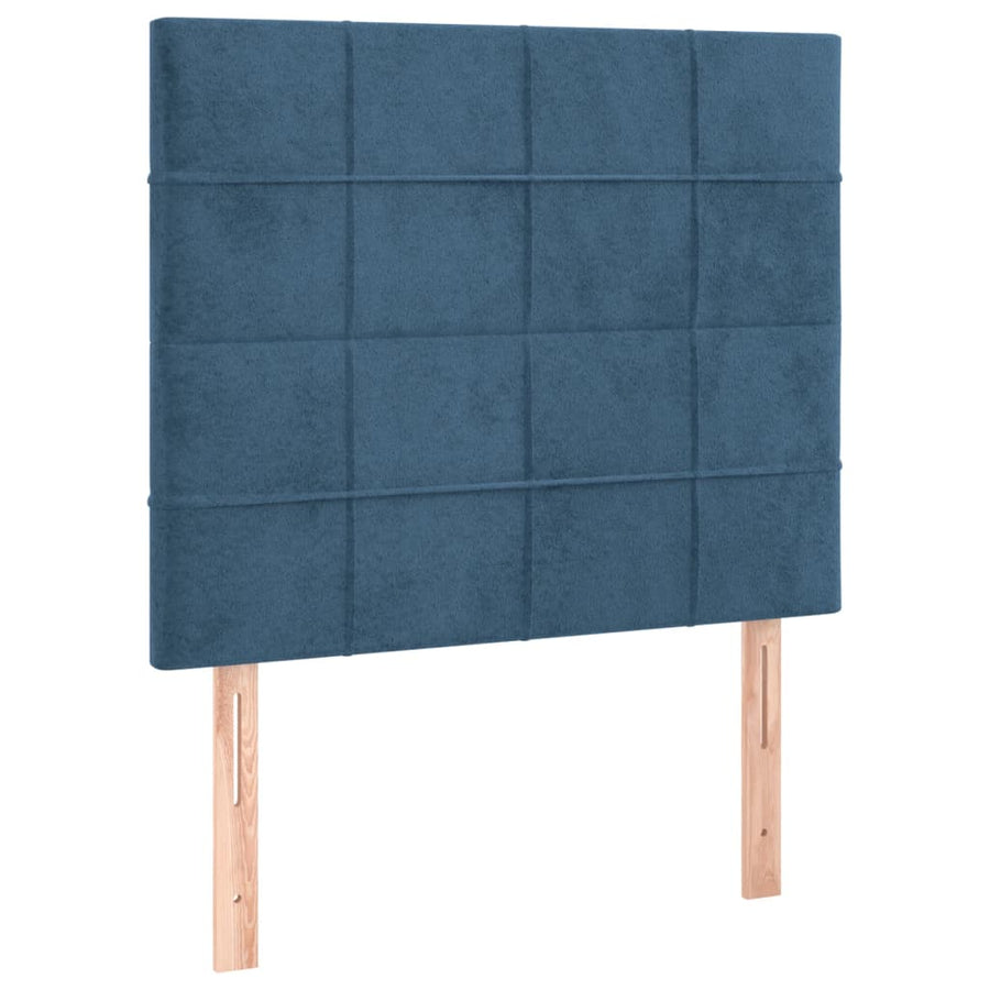 Boxspring Met Matras Fluweel Donkerblauw 80 x 200 cm Blok met vierkanten