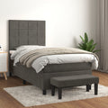 Boxspring met matras fluweel donkergrijs 90x190 cm