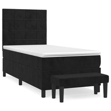Boxspring Met Matras Fluweel Zwart 90 x 190 cm Blok met vierkanten