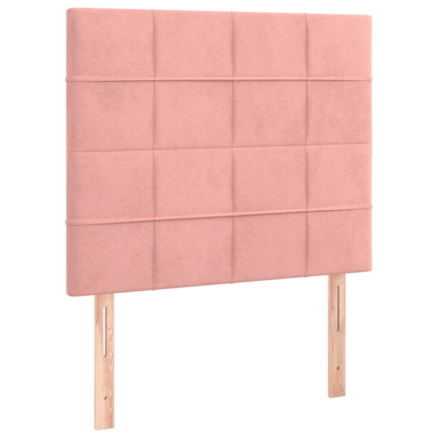 Boxspring Met Matras Fluweel Roze 90 x 190 cm Blok met vierkanten