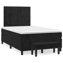 Boxspring Met Matras Fluweel Zwart 120 x 200 cm Blok met vierkanten