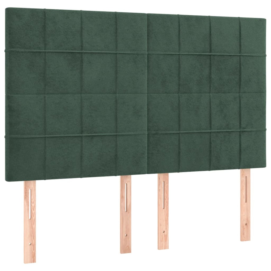 Boxspring Met Matras Fluweel Donkergroen 140 x 190 cm Blok met vierkanten