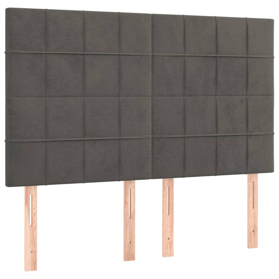 Boxspring Met Matras Fluweel Donkergrijs 140 x 200 cm Blok met vierkanten