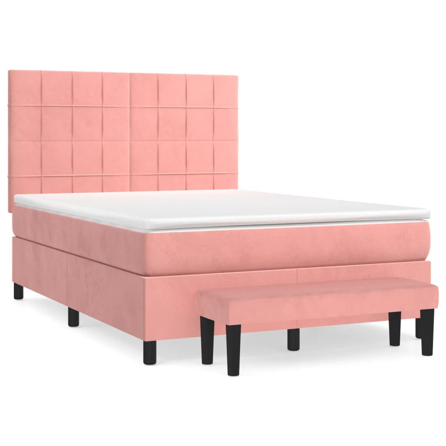 Boxspring Met Matras Fluweel 140 x 200 cm