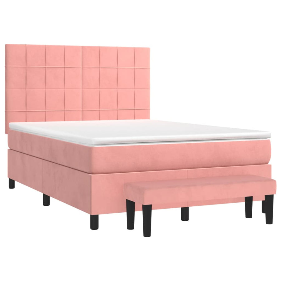 Boxspring Met Matras Fluweel 140 x 200 cm