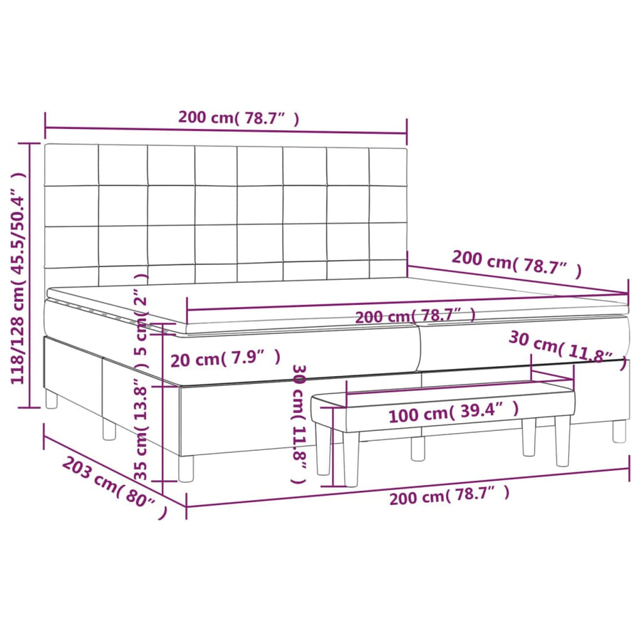 Boxspring Met Matras Fluweel Donkerblauw 200 x 200 cm Blok met vierkanten
