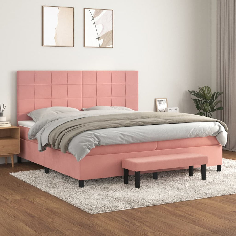 Boxspring Met Matras Fluweel 200 x 200 cm