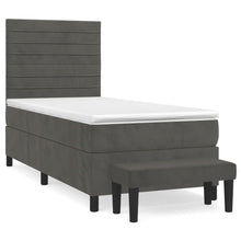 Boxspring Met Matras Fluweel Donkergrijs 80 x 200 cm Horizontale strepen